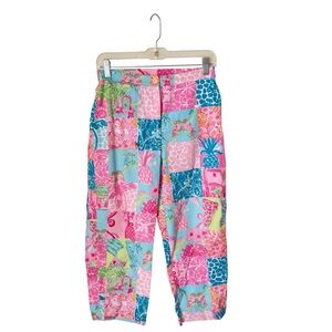 Lilly Pulitzer Size 2 Multicolor Patchwork Floral Pineapple Cropped Pants